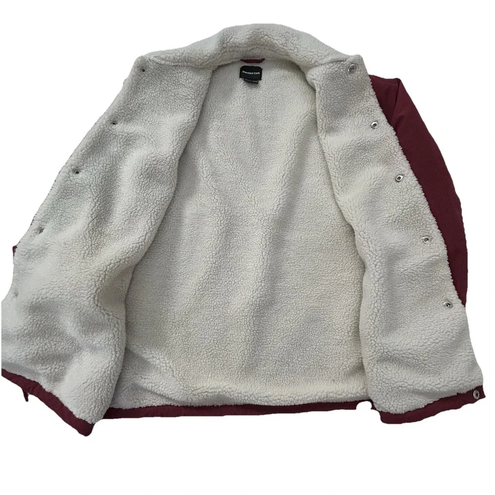 Urban Outfitters Standard Cloth Fleece Lined Coach Men Jacket Size Medium Maroon